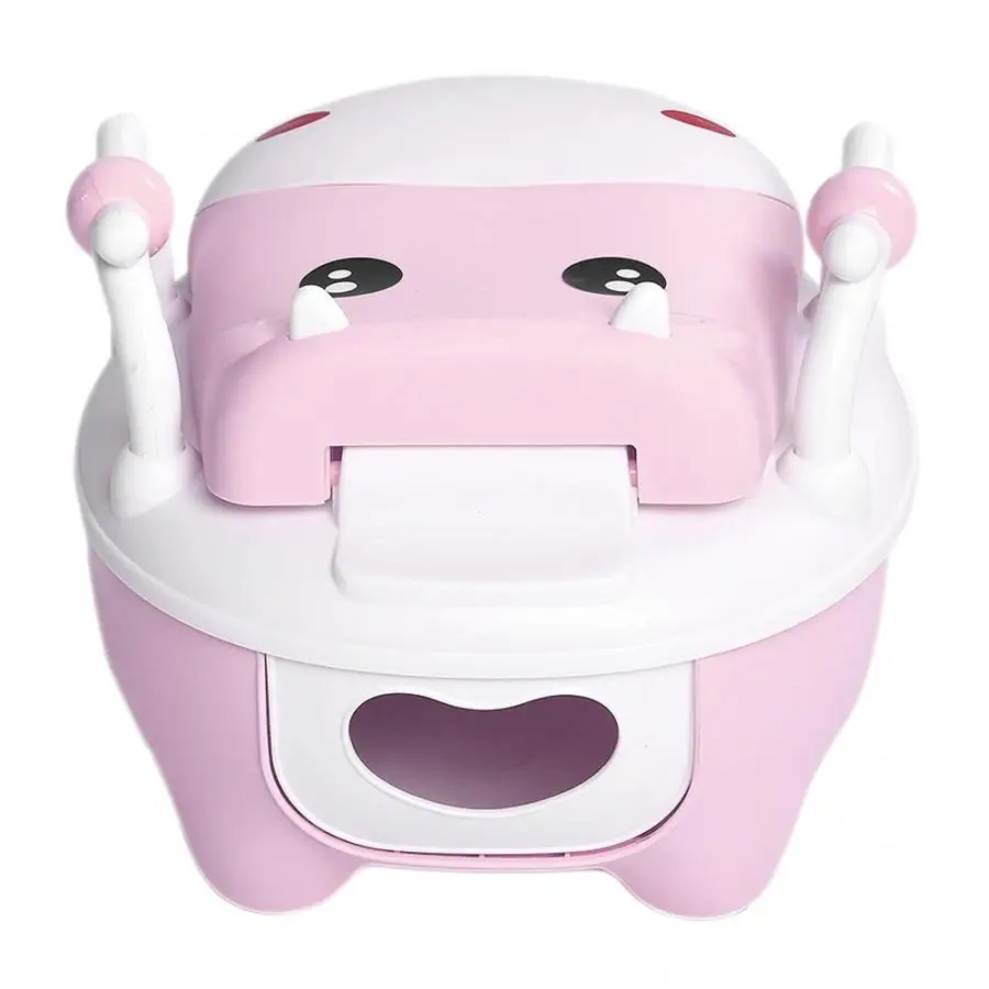 31x17,3 см Детский горшок туалет дети портативный мультфильм корова анти-осенний горшок ящик унитаз постельное белье детский учебный горшок туалет - Цвет: Розовый