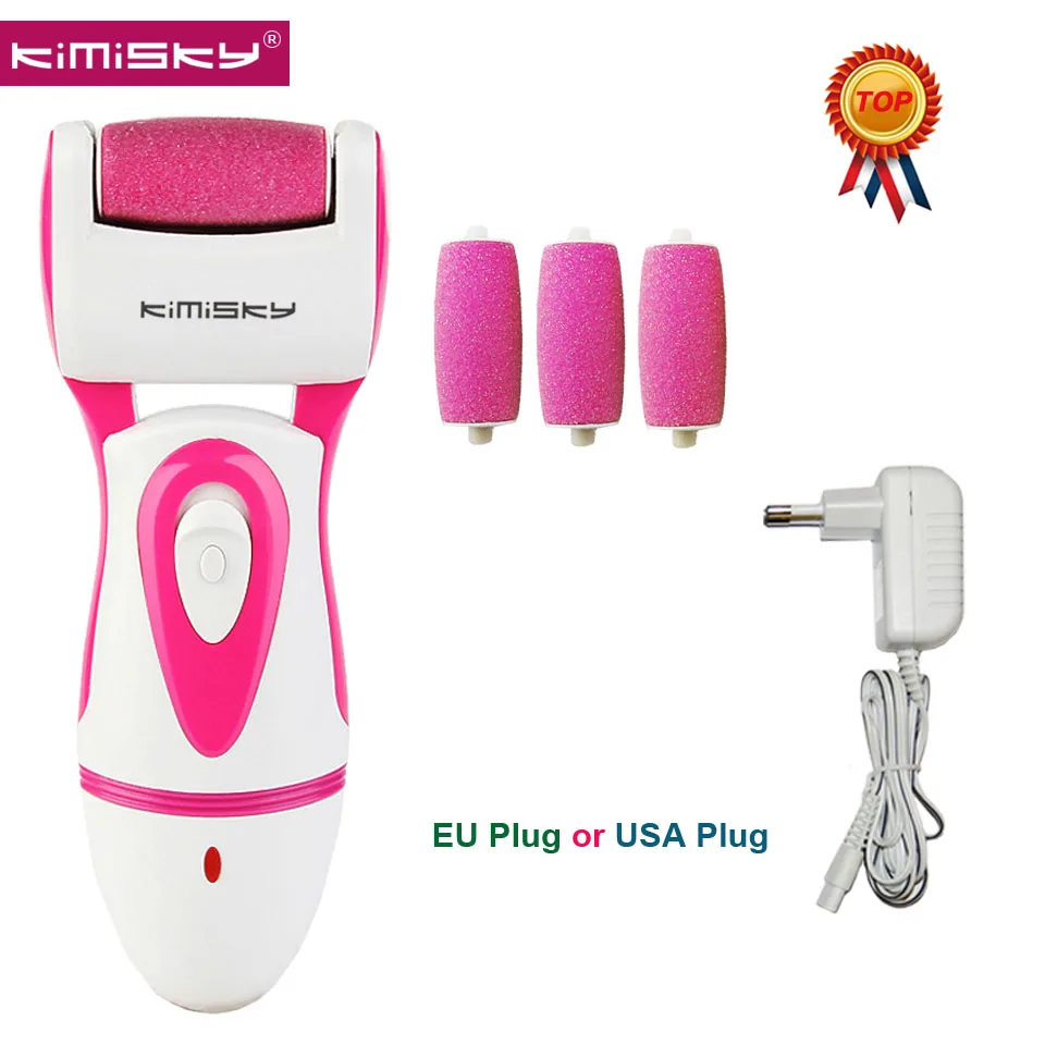 

KIMISKY Red RECHARGEABLE Top Strong Electric Pedicure Tools Foot File Electric VS Scholls file Foot Care Tool +3 Roller Heads