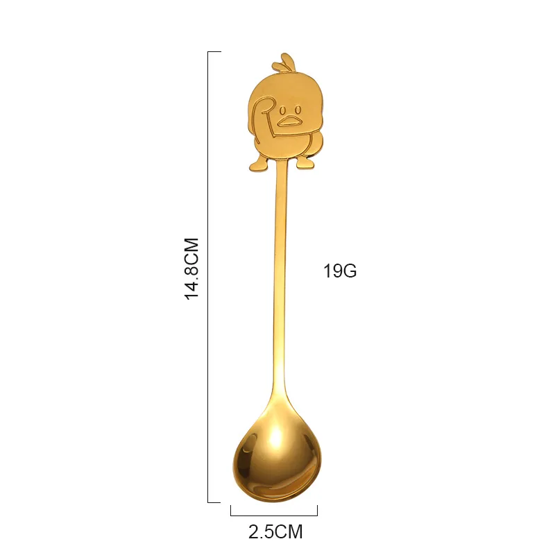 304 кофейная ложка из нержавеющей стали с титановым покрытием, Детская желтая мультяшная ложка для перемешивания, детская ложка - Цвет: Коричневый