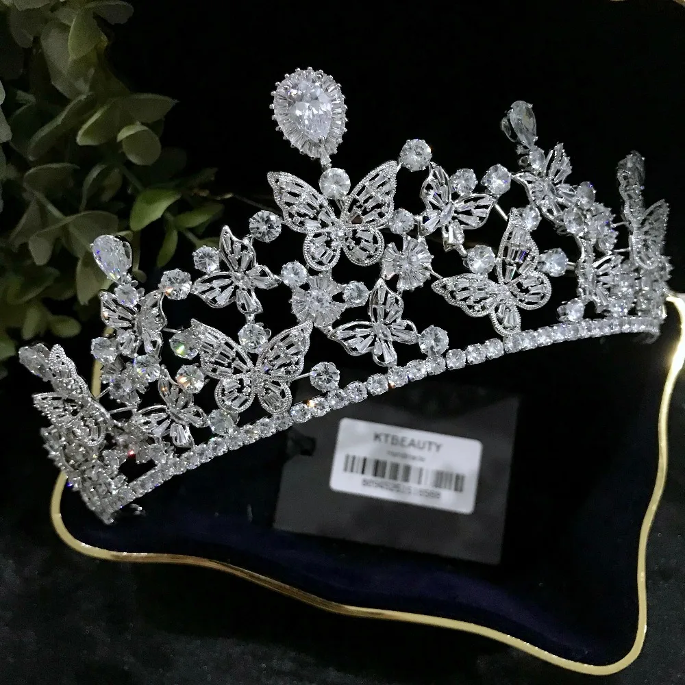 

New Rhinestone Silver Zircon Crown Custom Made Big Tiara Headpiece Royal Bridal Wedding Dressing Crown Accessory Women Jewelry