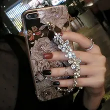 

For iPhone 6 6S 7 8 Plus Luxury Girls Fashion Glitter diamond Flower Bracelet chain Phone Case Bling Soft Back cover DIY