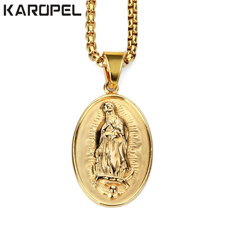 

Karopel Men Women Gold-color Catholic Religious Virgin Mary Pendant Necklace Jewelry