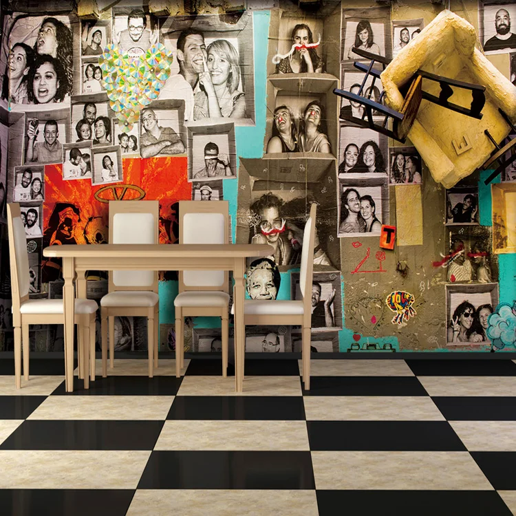 

Custom mural Europe United States nostalgic characters puzzle retro 3D photo wall painting bedroom living room mural wallpaper