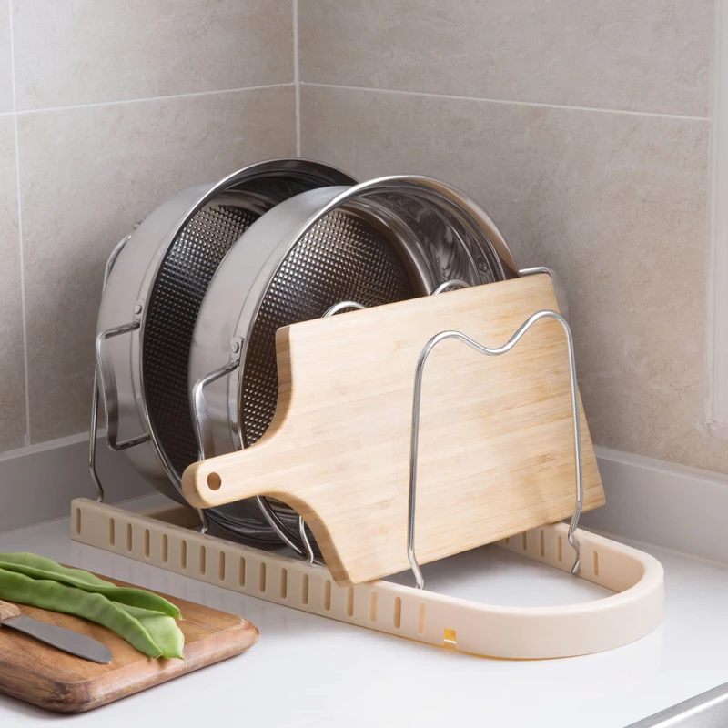  LIYIMENG Organizer Pot Lid Rack Stainless Steel Spoon Holder Pot Lid Shelf Cooking Dish Rack Pan Co