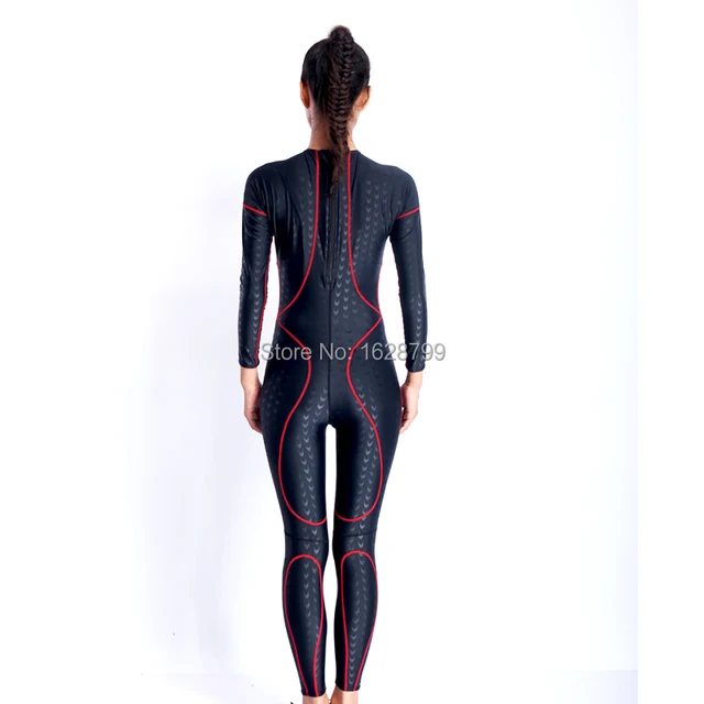 Hot sale! HXBY classic Sharkskin waterproof womens spandex bodysuit  swimming wetsuits diving suit black jump suit