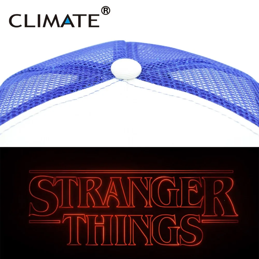 CLIMATE Dustin Stranger Things Dustin Cap Hat 100%Copy Cosplay Coser Dustin Summer Snapback Mesh Net Trucker Hat Cap For Boy Men