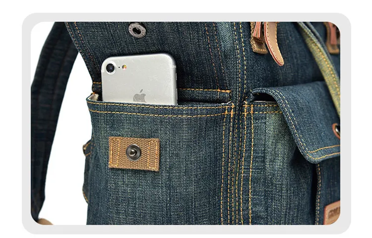 Micom Vintage Denim Backpack Women Mens Backpacks for Travelling School Bags For Teenagers Girls Large Capacity Drawstring Belts (12)