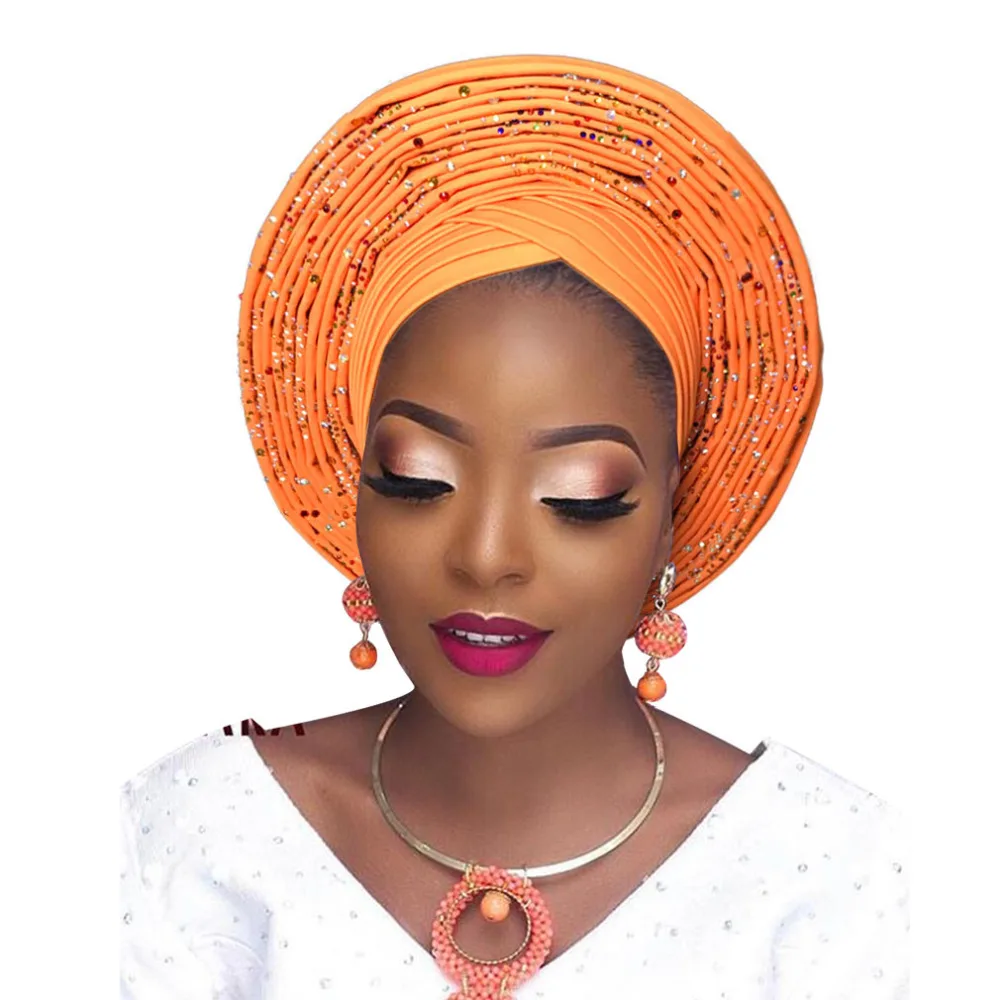 New african headtie aso oke headtie beautiful african turban nigerian studded auto gele african head wrap headband (5)
