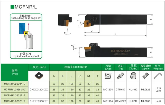 New Good Quality Made In China M Type External Toolholder MCFNR2525M12 / MCFNL2525M12 Tool Cutter Not Including Blade swivel vise