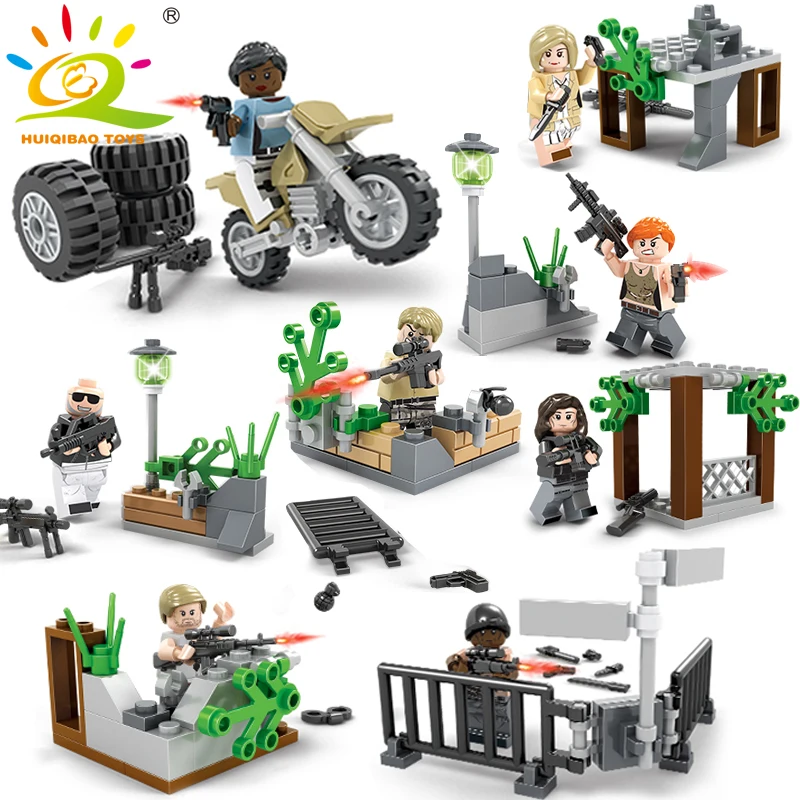 

8pcs Military Special Forces Soldiers Building blocks Compatible with legoingkly army figures city Brick Enlighten children toy