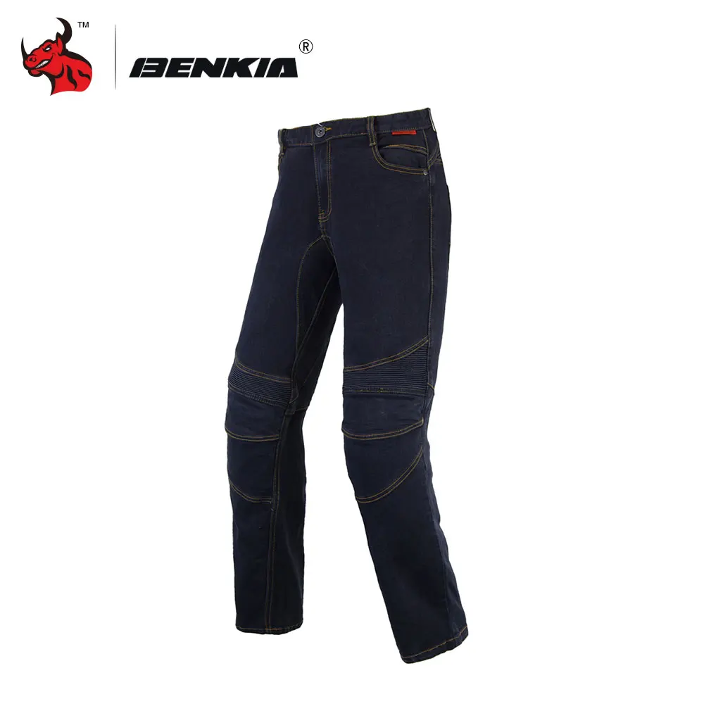 

BENKIA Windproof Motorcycle Racing Jeans Men's Motorbike Motocross Off-Road Knee Protective Moto Jeans Trousers black