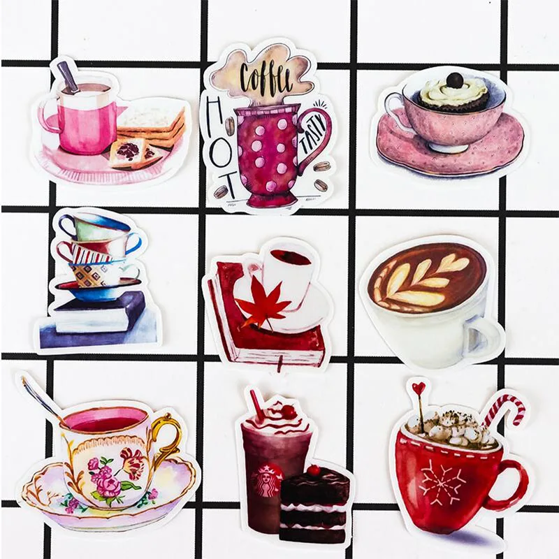 Creative colorful food drinks coffee house stickers DIY scrapbook album diary card making gifts crafts decorative stickers