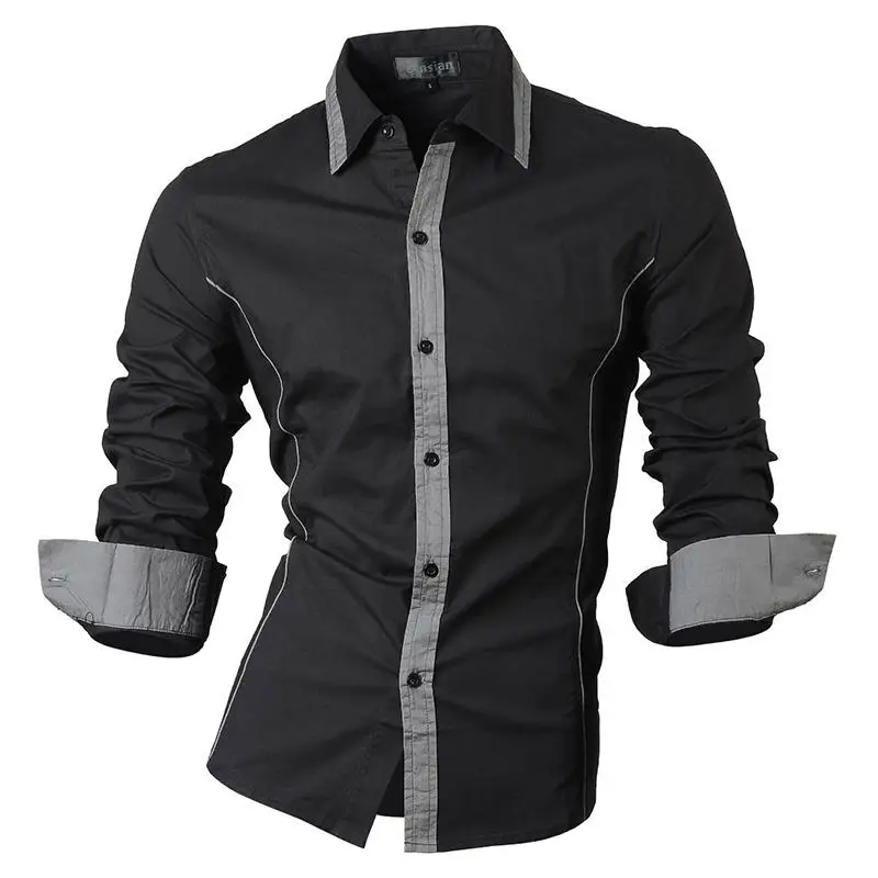 

Jeansian Men's Fashion Dress Casual Shirts Button Down Long Sleeve Slim Fit Designer 8015 Black