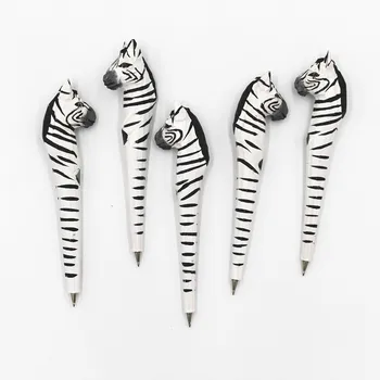 

Creative wood carving forest Grassland zebra bay horse Ballpoint pen Party Favor Gift Office Stationery School Writing Supplies