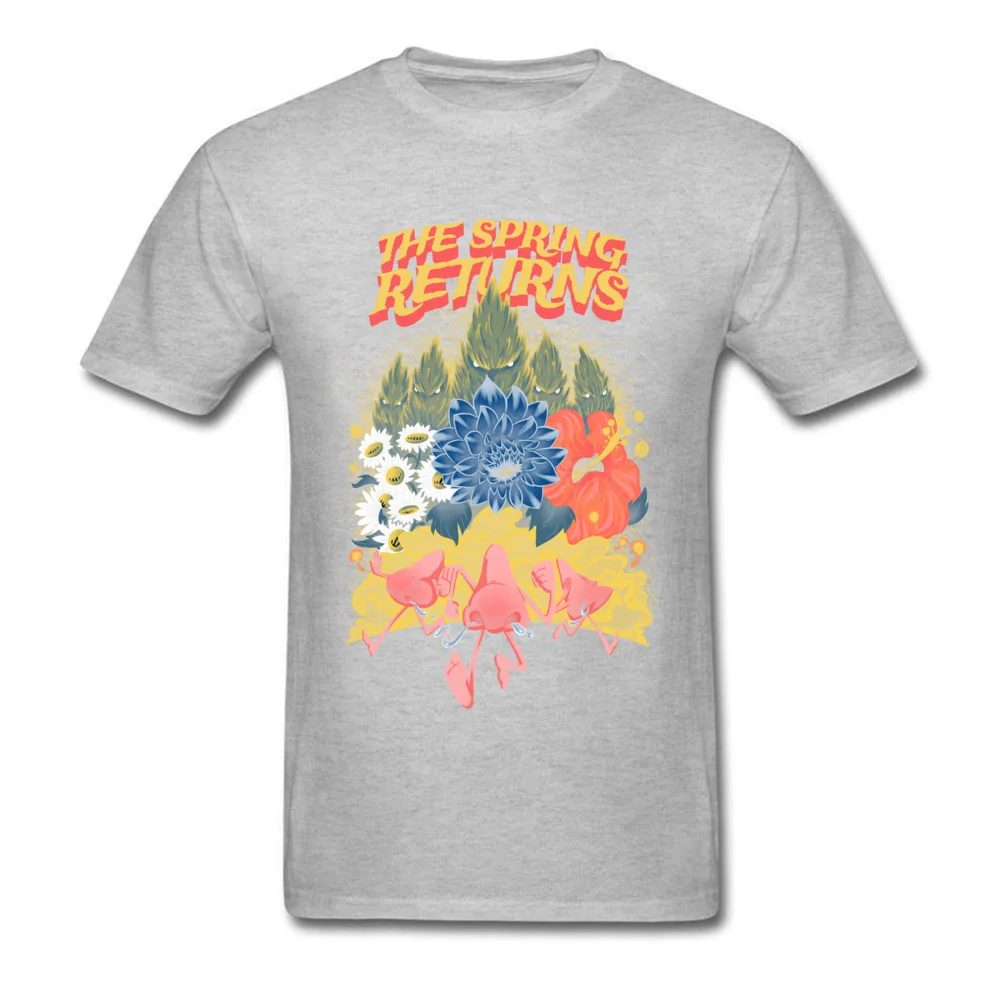 The Spring Returns T Shirt Crazy Short Sleeve Brand New Round Neck All Cotton Tops Shirt 3D Printed Tops T Shirt for Men Summer The Spring Returns grey