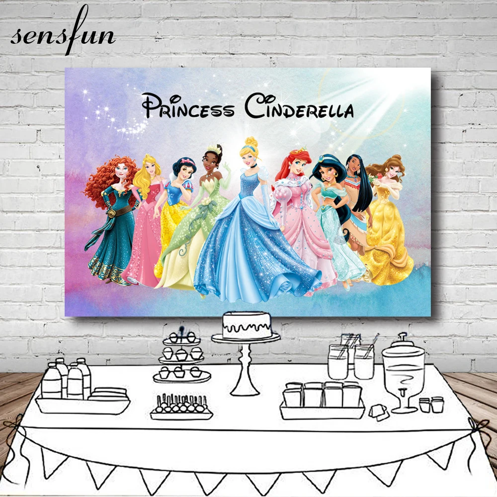 

Sensfun Cartoon Princess Photography Backdrop Customized Girls Birthday Party Backgrounds For Photo Studio 7x5FT Vinyl