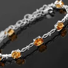 Натуральный цитрин браслет цепочка происхождения и настоящий Цитрин Серебро 925 пробы для мужчин или женщин 0.45ct* 8 шт драгоценные камни#16080105