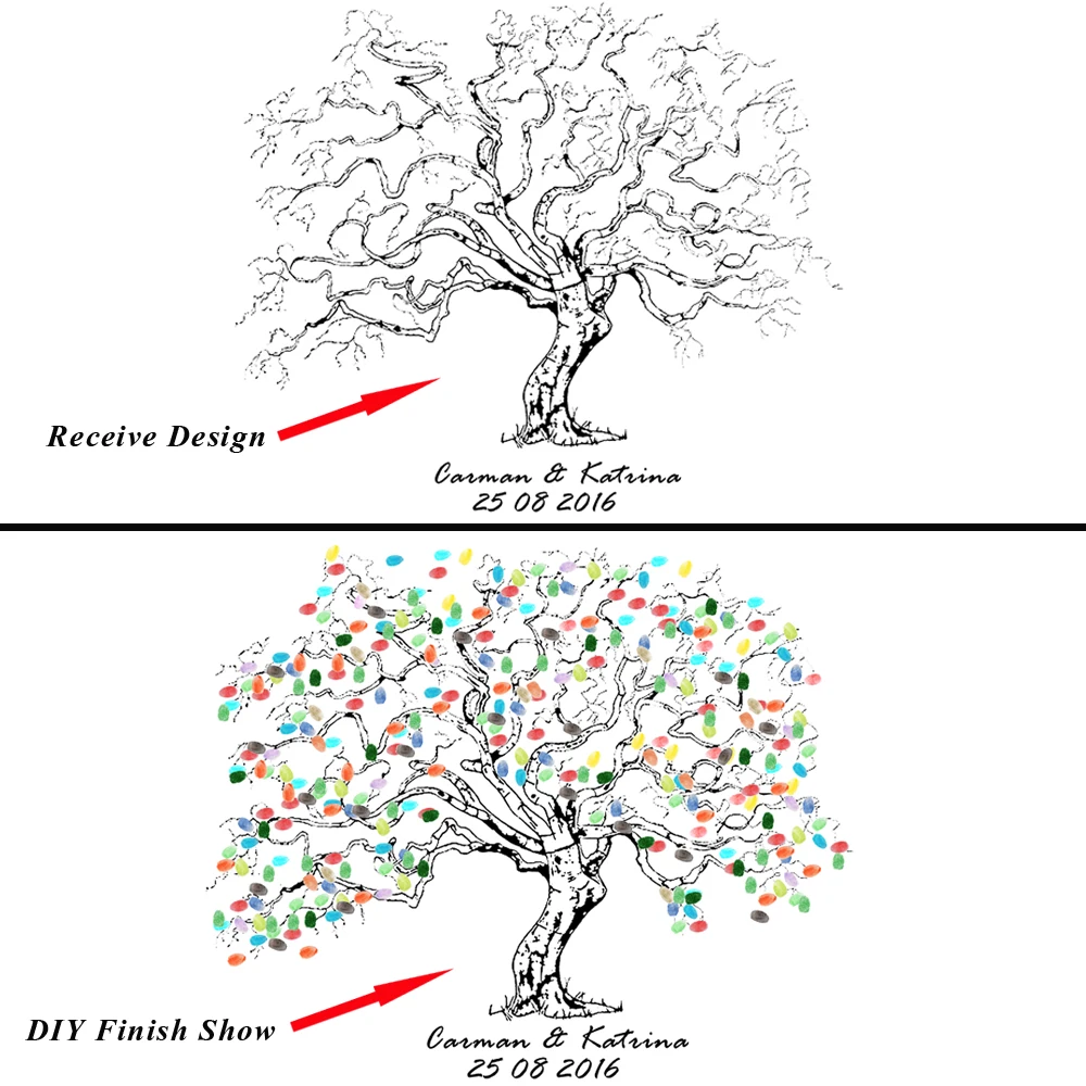 Отпечаток пальца Подпись Гостевая книга свадебный подарок вечерние украшения принадлежности для детского душа отпечаток пальца сувенир-дерево с чернильной накладкой