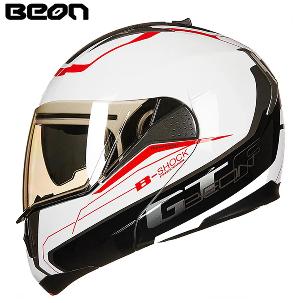 BEON Motorcycle Flip up Helmet Modular Open Full Face Helmet Moto ...