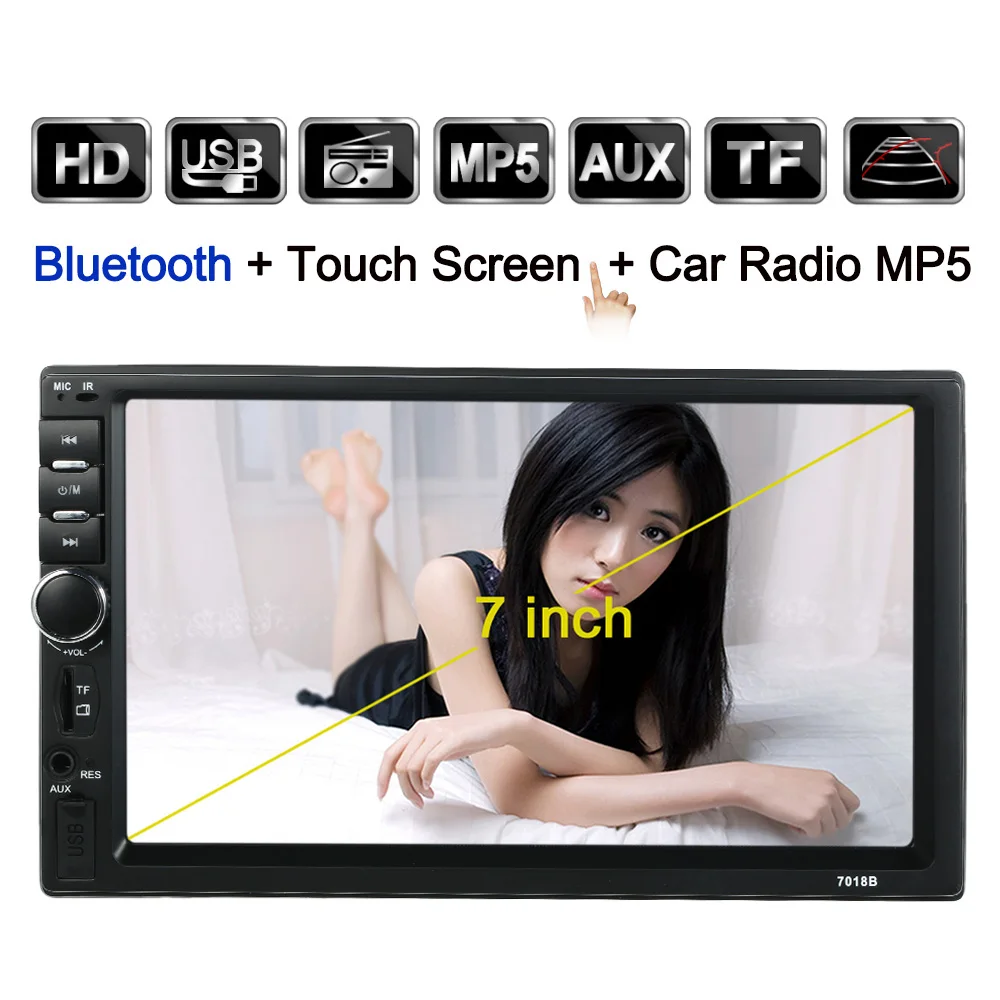 

KKmoon 7'' Universal 2 Din Car Stereo FM Radio Audio MP5 Player USB/TF Aux Input Touch Screen Auto Multimedia In-Dash Autoradio