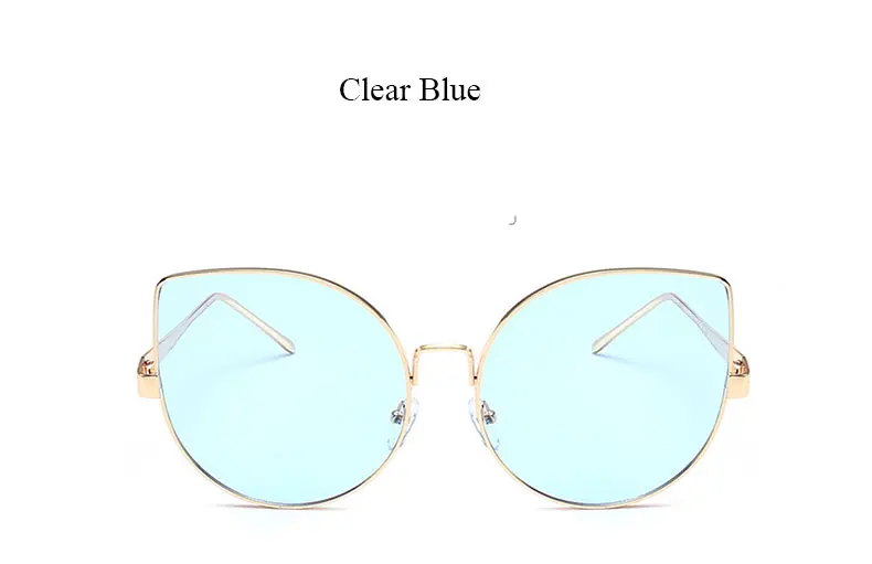 Новое поступление женские брендовые дизайнерские кошачьи солнцезащитные очки крутой глаз кошачий глаз женские сплав оправа модные большие женские солнцезащитные очки - Цвет линз: YF158   Clear Blue