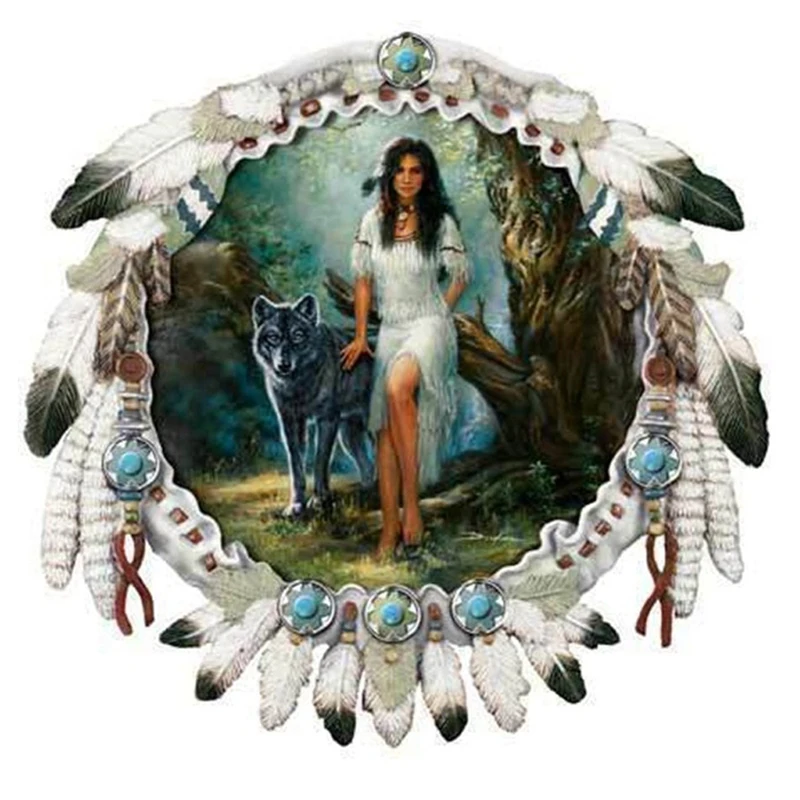 

Diamond Embroidery Craft Indian woman wolf full drill square round diy diamond paintings by number cross stitch ZP-075