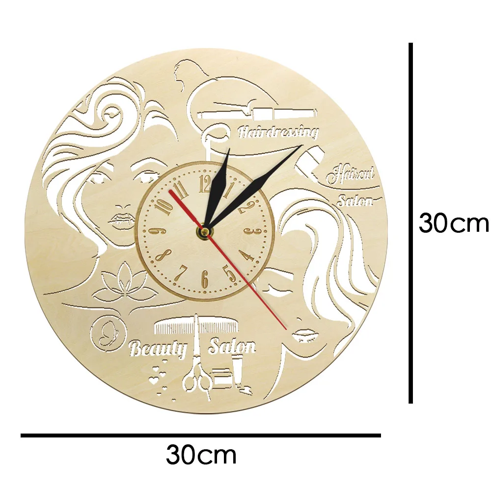 Парикмахерский салон красоты стилист парикмахерский магазин часы стрижка салон парикмахерский деревянный Декор круглые Настенные часы парикмахерский салон подарок