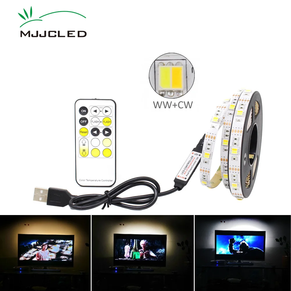 Led Strip Cct 5v Usb Dimmable 5050 Led Strips Cw Ww Rf Remote