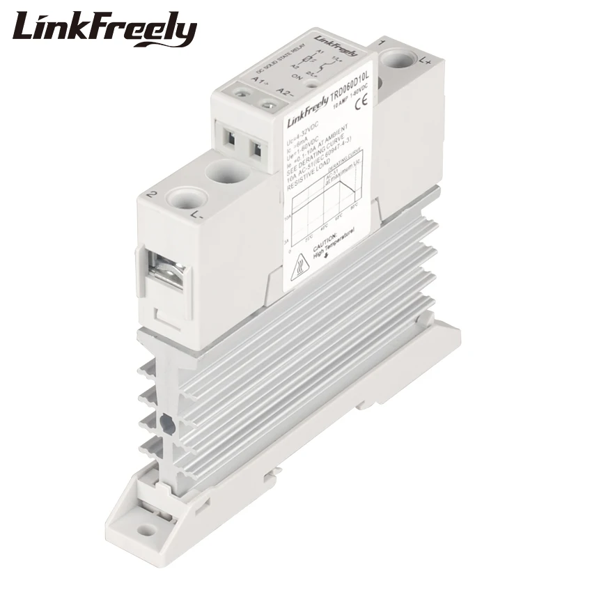 

TRD060D10L 10A DC DC Heat Sink SSR Solid State Relay Din Rail 5V 12V 24V DC Input 1-60VDC Output LED Signal Power Relay Starter