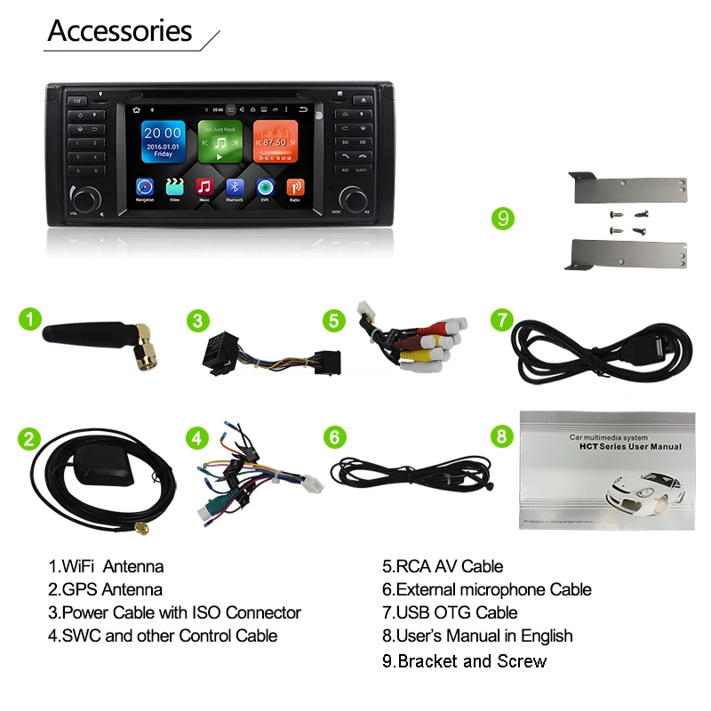 Cheap Newest Android 8.0 Octa Core 4G RAM 64G ROM GPS Navigation 7 " Car DVD Player for BMW E39 5er/M5 96-03 with Radio/Bluetooth/RDS 5