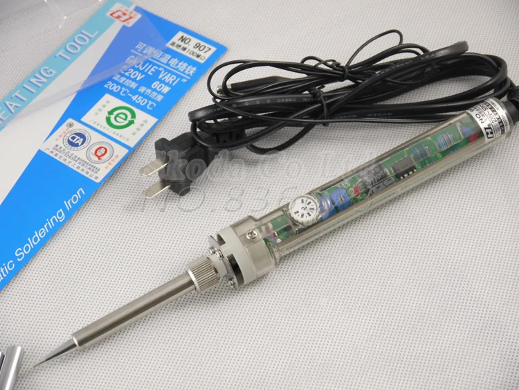Freeshipping high quality GJ 907 Adjustable constant temperature Lead-free Internal heating electric soldering iron 220V 60W