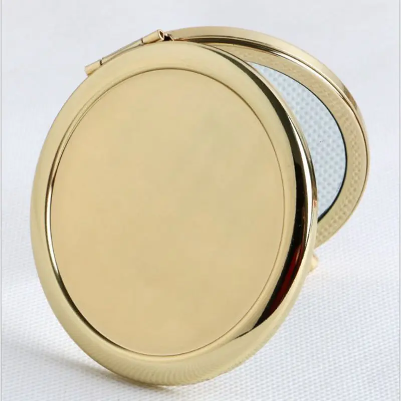 Компактное круглое зеркало без рисунка, розовое золото, увеличительное Подарочное зеркало с наклейкой, 50 шт./лот, курьером