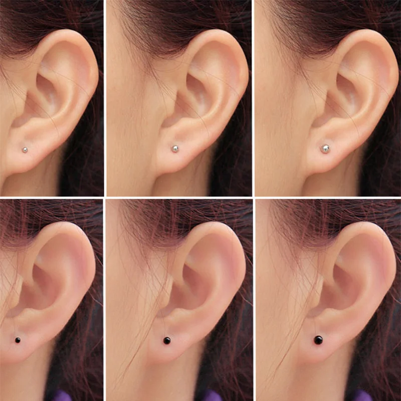 3pcs/pack Stainless Steel Small Ball Screw Ear Studs For Women Men Piercing Tragus Earrings Cute Ear Bone Nail/Stick