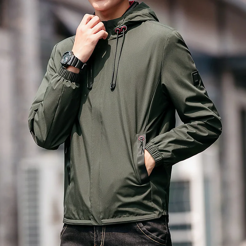 2019 Korean version of the autumn and winter new men's jacket fashion comfortable casual Slim simple trend hooded youth jacket