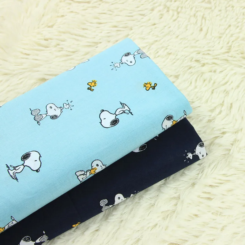 

half meter plain thin cotton fabric with cartoon little dog print, handmade DIY garment dress children cloth pure cotton B58