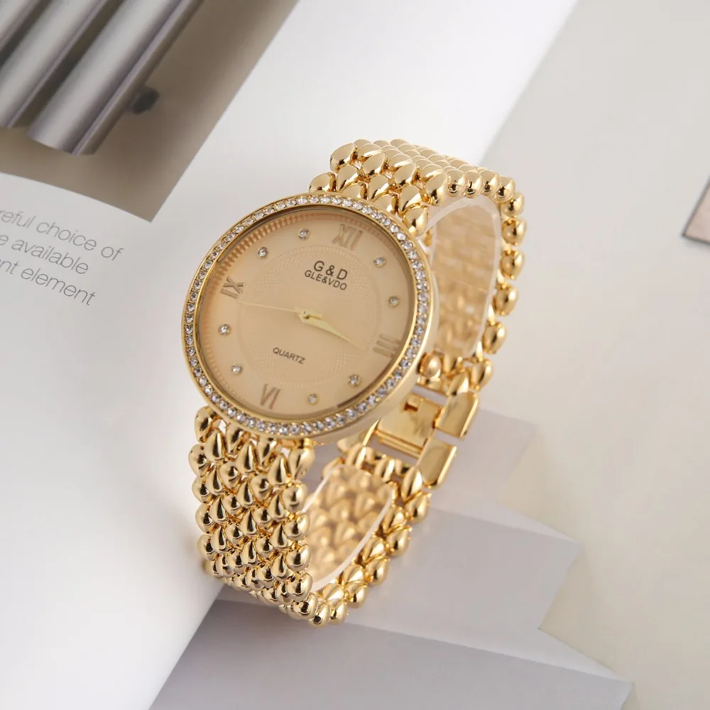 G& D, роскошные Брендовые женские часы, женские часы с браслетом, кварцевые наручные часы, нарядные часы, relogio feminino, часы, подарок, золото