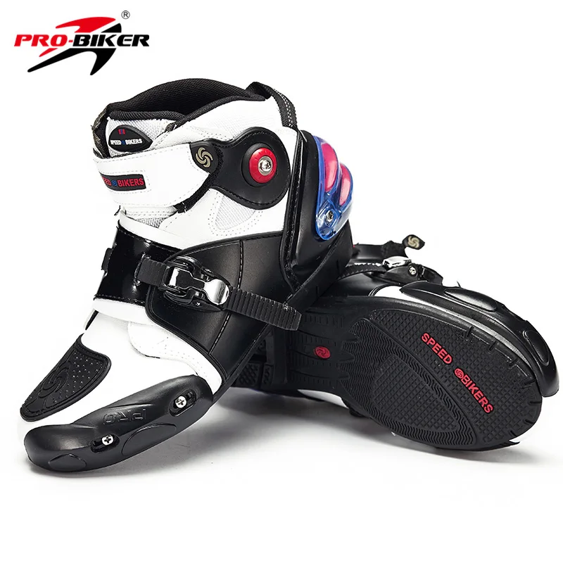 Pro Motorcycle Boots Motorbike Sport Short Microfiber Leather Probiker Racing Ankle Riding Shoes Motocross Moto Non-Slip Shoes