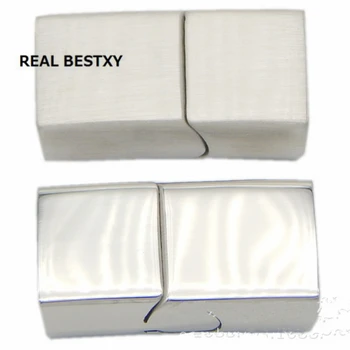 

REAL BESTXY 10pcs/lot stainless steel Magnetic Clasps fitting Flat Leather Cord End Caps DIY Jewelry Clasps for Bracelets
