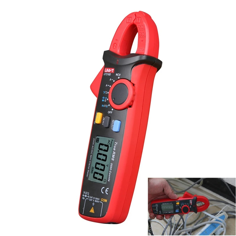 

UNI-T UT210D Digital Clamp Meter Multimeter AC/DC Current Voltage Resistance CapacitanceTemperature Measurement Auto Range