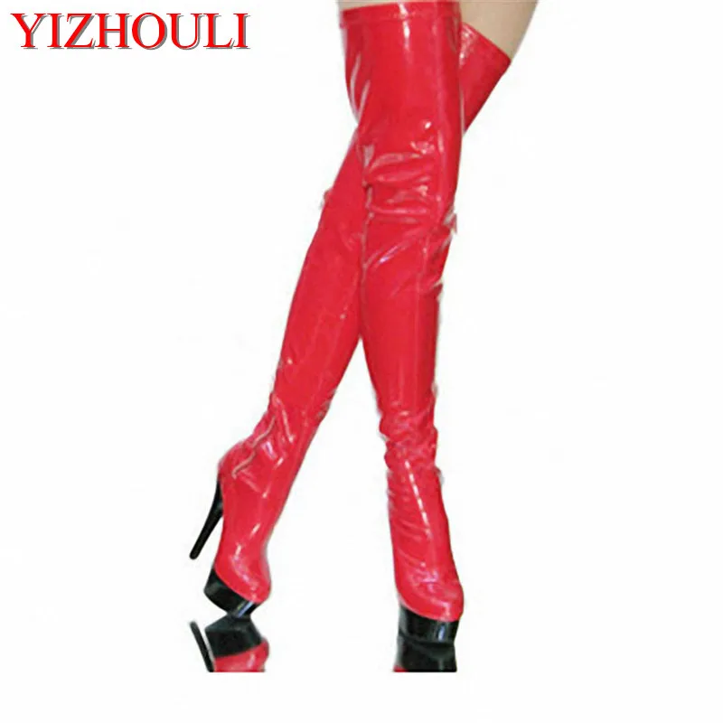 

women 15cm high thin heels red plus size over knee long stiletto thigh high boots 6 inch sexy clubbing pole dancing boots