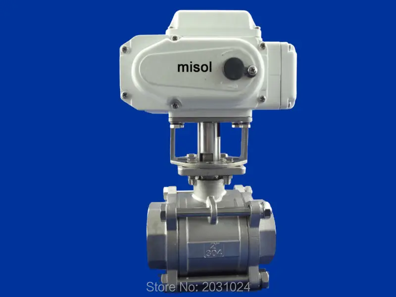 Электрический клапан, моторизованный клапан DN50(уменьшенный порт) 2 варианта, 220 В, нержавеющая сталь, с ручным переключателем