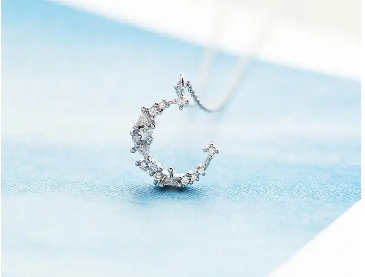 DIEERLAN модные 925 пробы серебряные ювелирные изделия корейские Boho Moon циркониевые ожерелья для женщин Свадебные девушки массивные ювелирные изделия