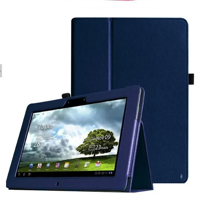 Кожаный чехол для планшета Asus Memo Pad FHD 10 ME301T ME302 ME302C ME302KL 10,1 дюймов+ Защитная пленка+ стилус - Цвет: Dark blue