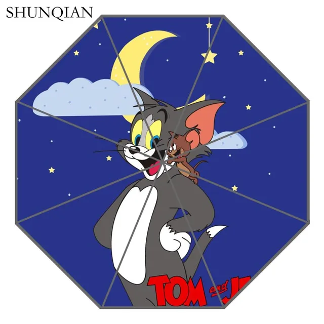P Tom and Jerry Umbrella Custom Printing Foldable Sun Rain Travel