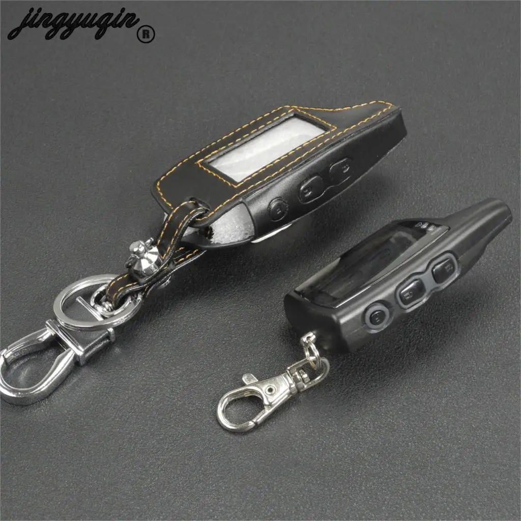 

jingyuqin Leather Case Fob Alarm System Remote Control Cover Keychain for TAMARACK PANDORA LCD D073 DXL 3100/3170/3300 i-mod