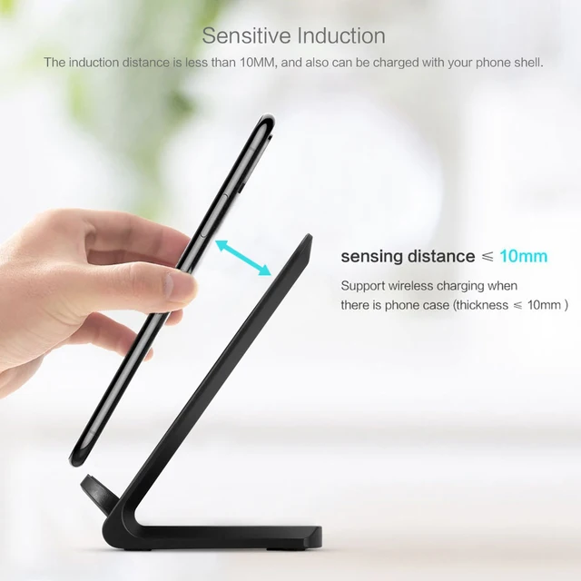 Powstro Qi Standard Wireless Charger 10W QC 3.0 Quick Charge Stand Dock Dual Coil Phone Charger for iPhone 8 X Samsung S9 S8