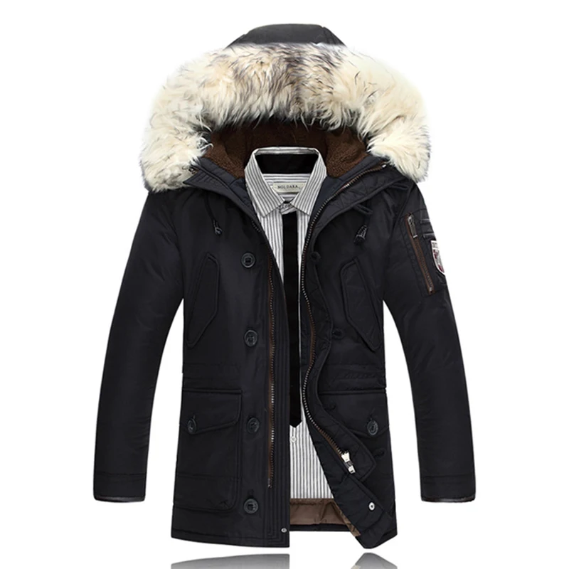 Down Coats Men Winter Jackets Mens Duck Down Coat Cashmere Fleece Parka Mans Jacket Coats Rabbit Collar Hooded Parkas Overcoats