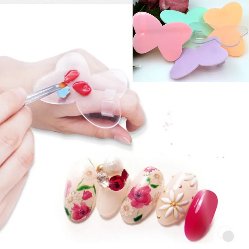 DIY Nail Art Tools Nail Art Colour Palette Metal Bowknot And Mixing Palette Finger Ring Palette