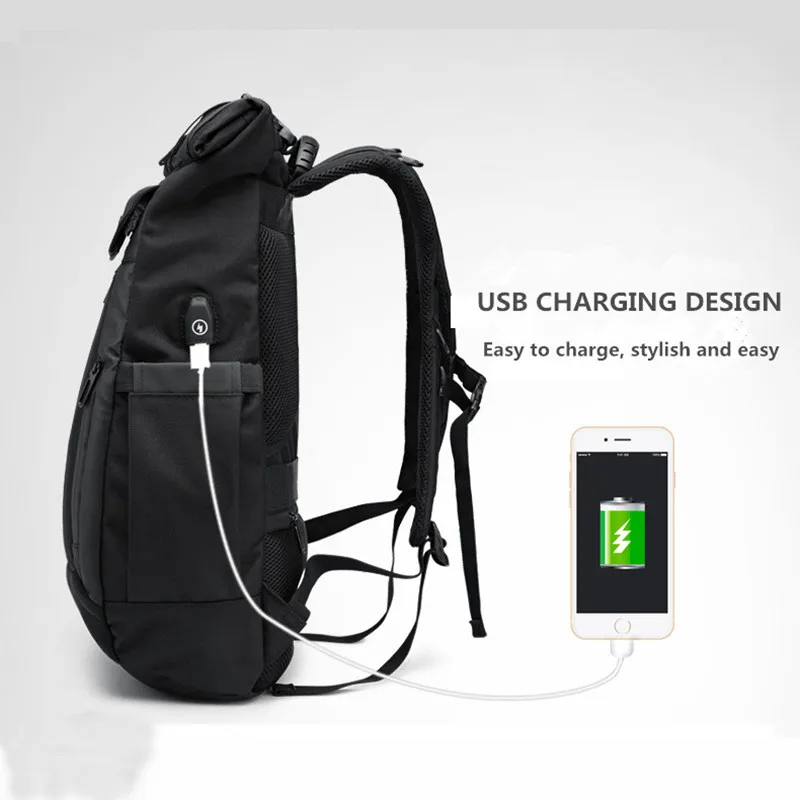 Многофункциональный рюкзак OZUKO для мужчин рюкзаки ноутбука с USB зарядкой