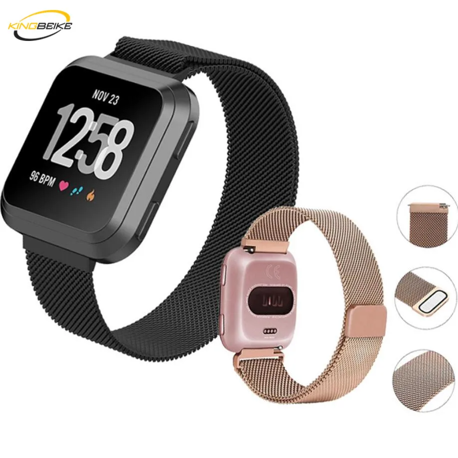 

KINGBEIKE Milanese Band for Fitbit Versa Replacement Watchbands Wristwatch Bracelet Stainless steel Business 4 Colors Strap